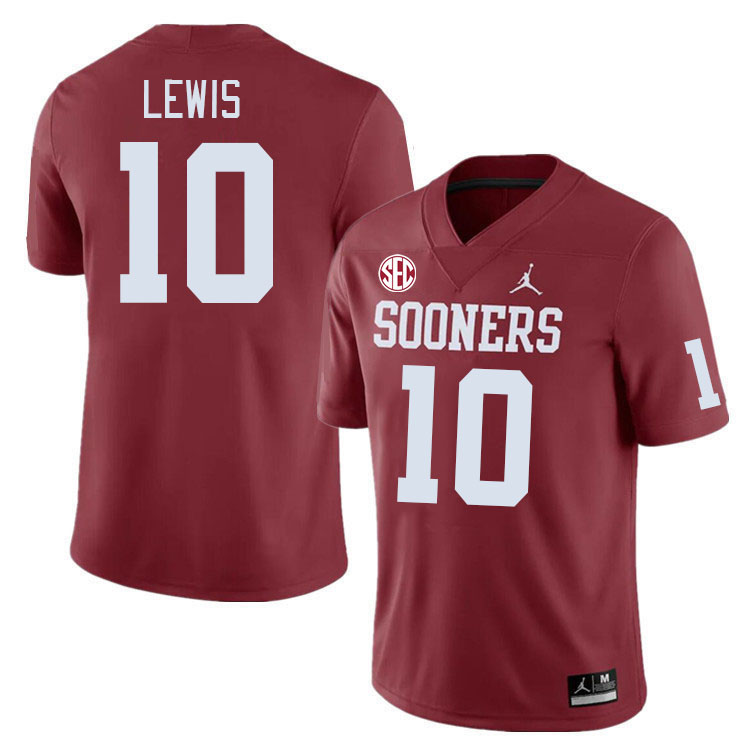 Men #10 Kip Lewis Oklahoma Sooners 2024 SEC Conference College Football Jerseys-Crimson